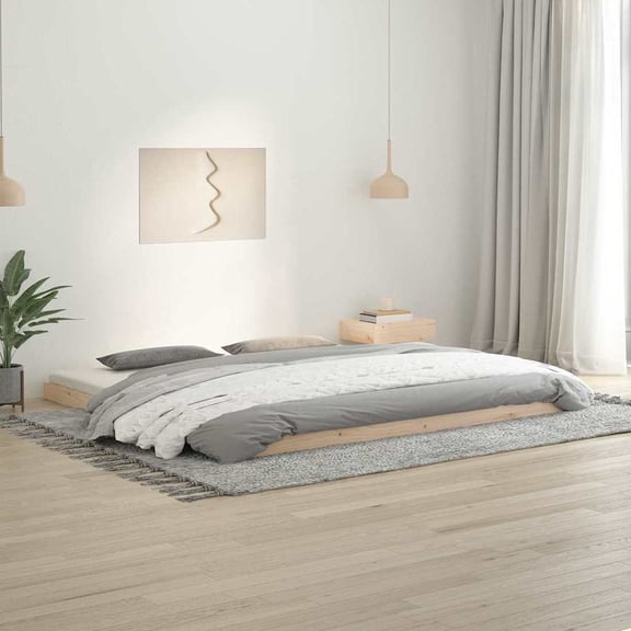 vidaXL Floor Bed Frame Natural 213.5 x 104 x 9 cm Solid Pine Wood