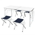thumbnail image 1 of vidaXL Foldable Camping Table Set with 4 Stools Height Adjustable 47.2"x23.6", 1 of 10