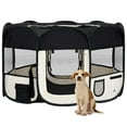 thumbnail image 1 of vidaXL Foldable Dog Playpen with Carrying Bag Black 57.1"x57.1"x24", 1 of 11