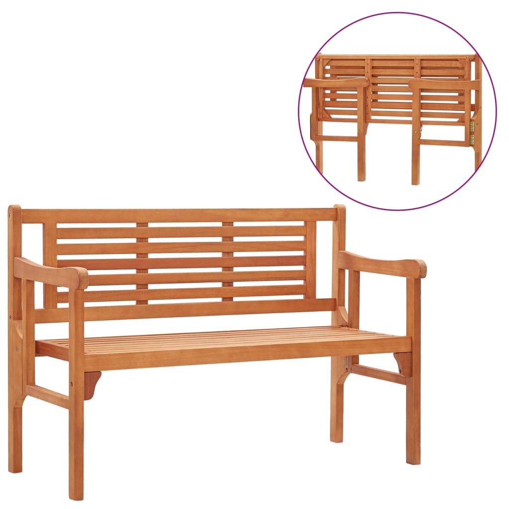 Medium Brown Eucalyptus Wood Foldable Patio Bench