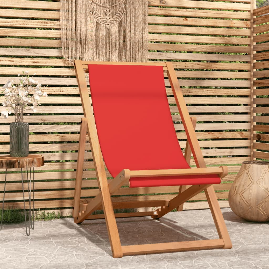Ruby Red Teak Collapsible Outdoor Beach Chair