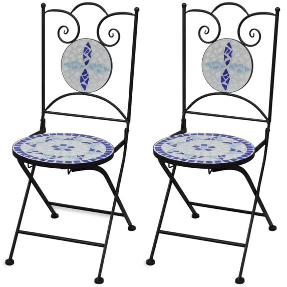 vidaXL Folding Bistro Chairs 2 Pcs Outdoor Garden Chair Furniture Ceramic