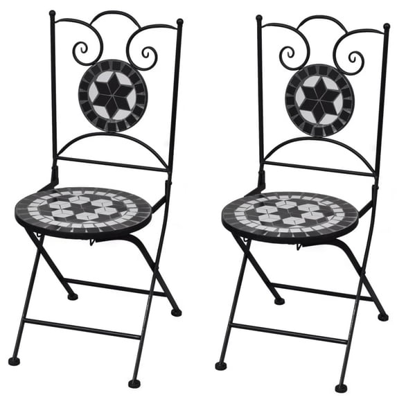 vidaXL Folding Bistro Chairs 2 Pcs Outdoor Garden Chair Furniture Ceramic
