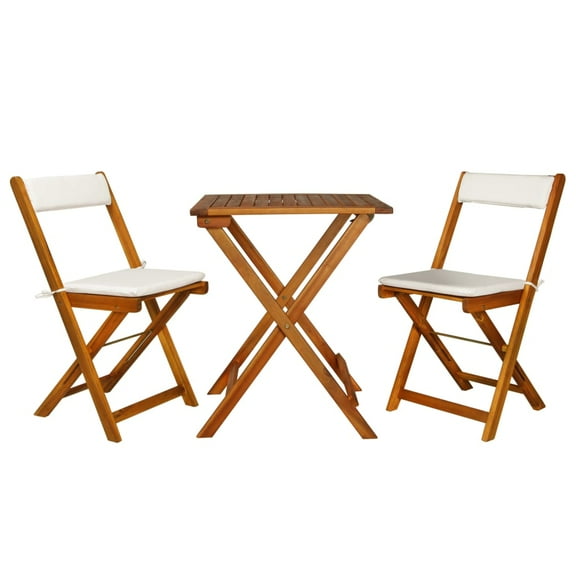 vidaXL Folding Bistro Set Table and Chairs Outdoor 3 Piece Solid Acacia Wood