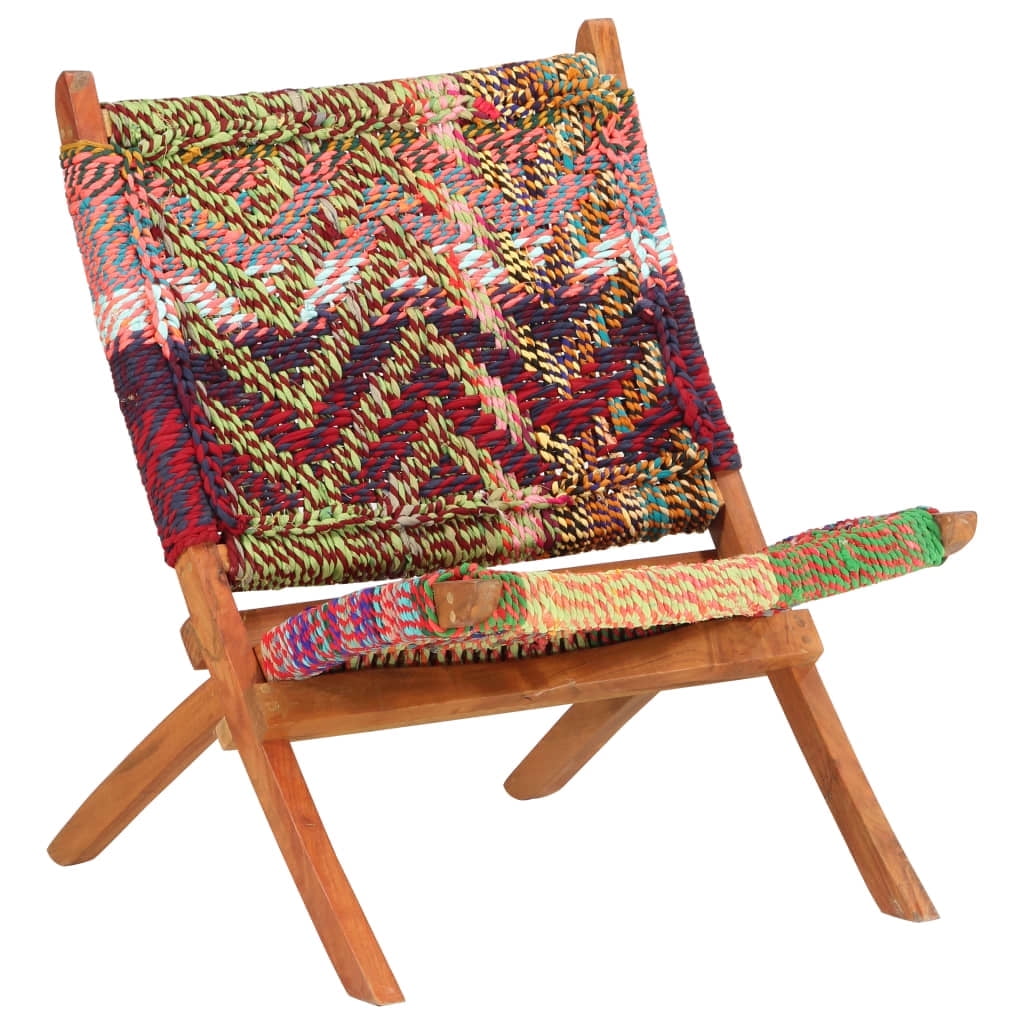 vidaXL Folding Chindi Chair Multicolors Fabric