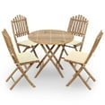 thumbnail image 1 of vidaXL Outdoor Dining Set Natural Bamboo, Cream Bamboo, 100% Polyester, 1 of 12