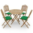 thumbnail image 1 of vidaXL Patio Dining Set Set of 4 Natural bamboo, Green cushion, 1 of 11