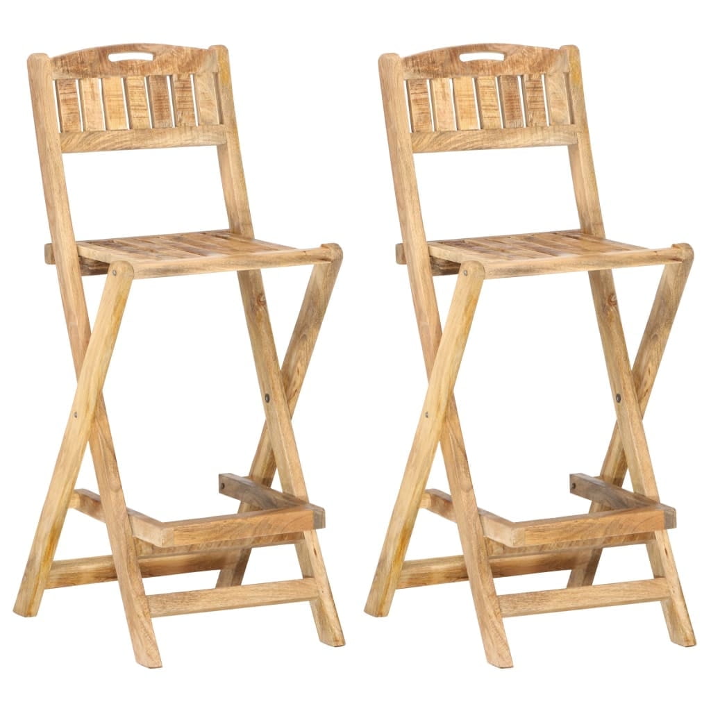 vidaXL Folding Patio Bar Chairs 2 pcs Solid Mango Wood