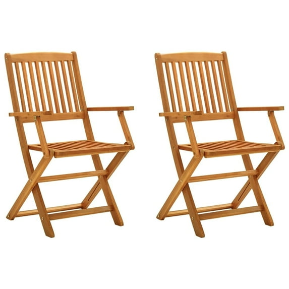 vidaXL Folding Patio Chairs 2 pcs Solid Eucalyptus Wood