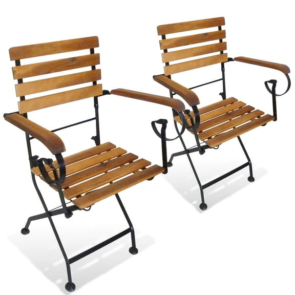 vidaXL Folding Chair Set of 2 Brown and Black