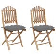 thumbnail image 1 of vidaXL Folding Patio Chairs 2 pcs with Cushions Bamboo, 1 of 3
