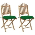 thumbnail image 1 of vidaXL Folding Patio Chairs 2 pcs with Cushions Bamboo, 1 of 3