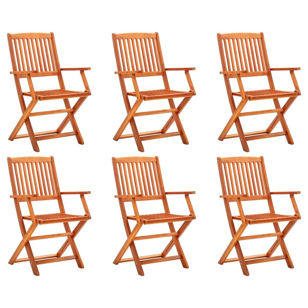 vidaXL Folding Patio Chairs 6 pcs Solid Eucalyptus Wood