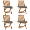 thumbnail image 1 of vidaXL Folding Patio Chairs with Cushions 4 pcs Solid Teak Wood, 1 of 11