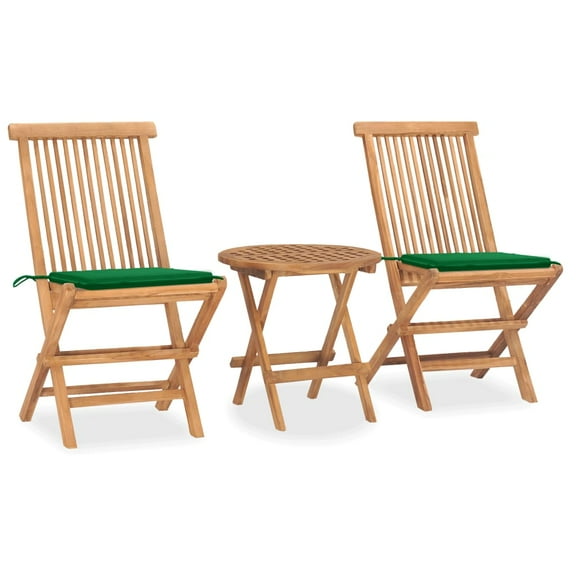 vidaXL Folding Patio Dining Set with Cushion Furniture 3 Piece Solid Teak Wood