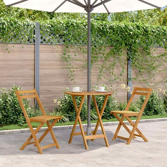 vidaXL Folding Patio Table, Round Side Table, Outdoor Furniture, Solid Acacia Wood, Ø27.6" x 29.5"H