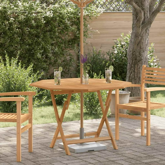 vidaXL Garden Table Brown Solid teak wood Medium Foldable