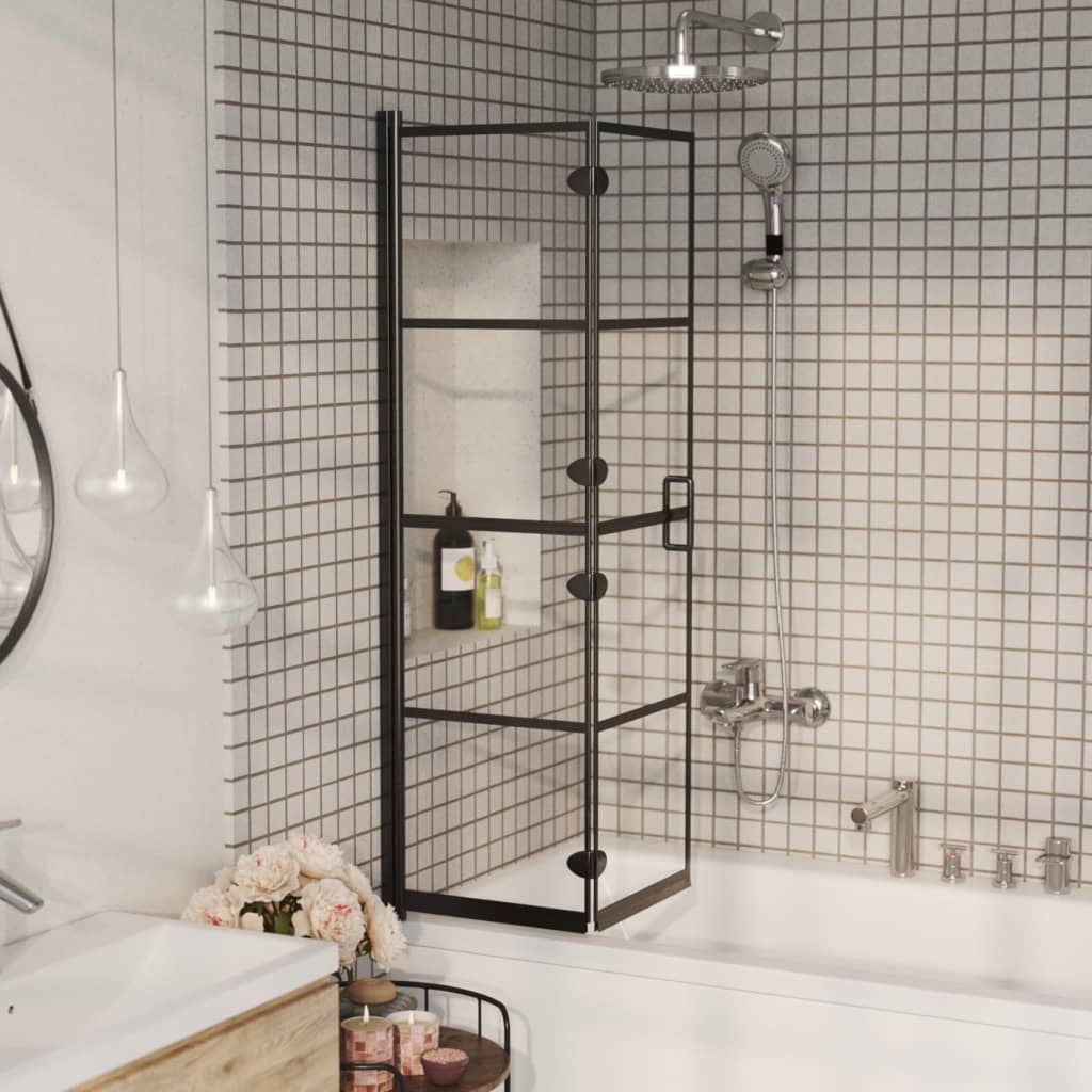 vidaXL Shower Enclosure Folding Shower Enclosure Shower Panel Screen ESG Black