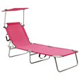 thumbnail image 1 of vidaXL Folding Sun Lounger with Canopy Pink Aluminum, 1 of 27
