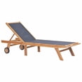 thumbnail image 1 of vidaXL Folding Sun Lounger with Wheels Solid Teak and Textilene, 1 of 9