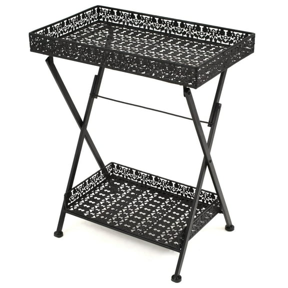 vidaXL Vintage Style 22.8" Folding Tea Table, Black