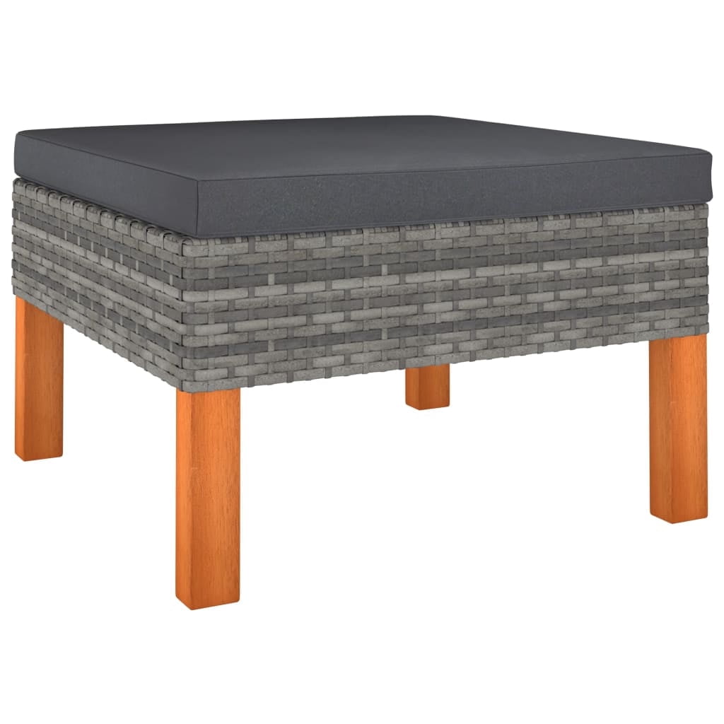 vidaXL Footstool Poly Rattan and Solid Eucalyptus Wood - Walmart.com