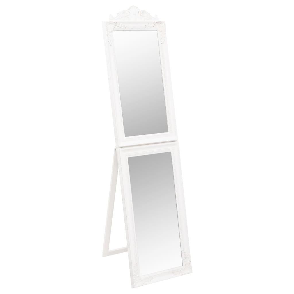 White Baroque Full Length Freestanding Wood Mirror