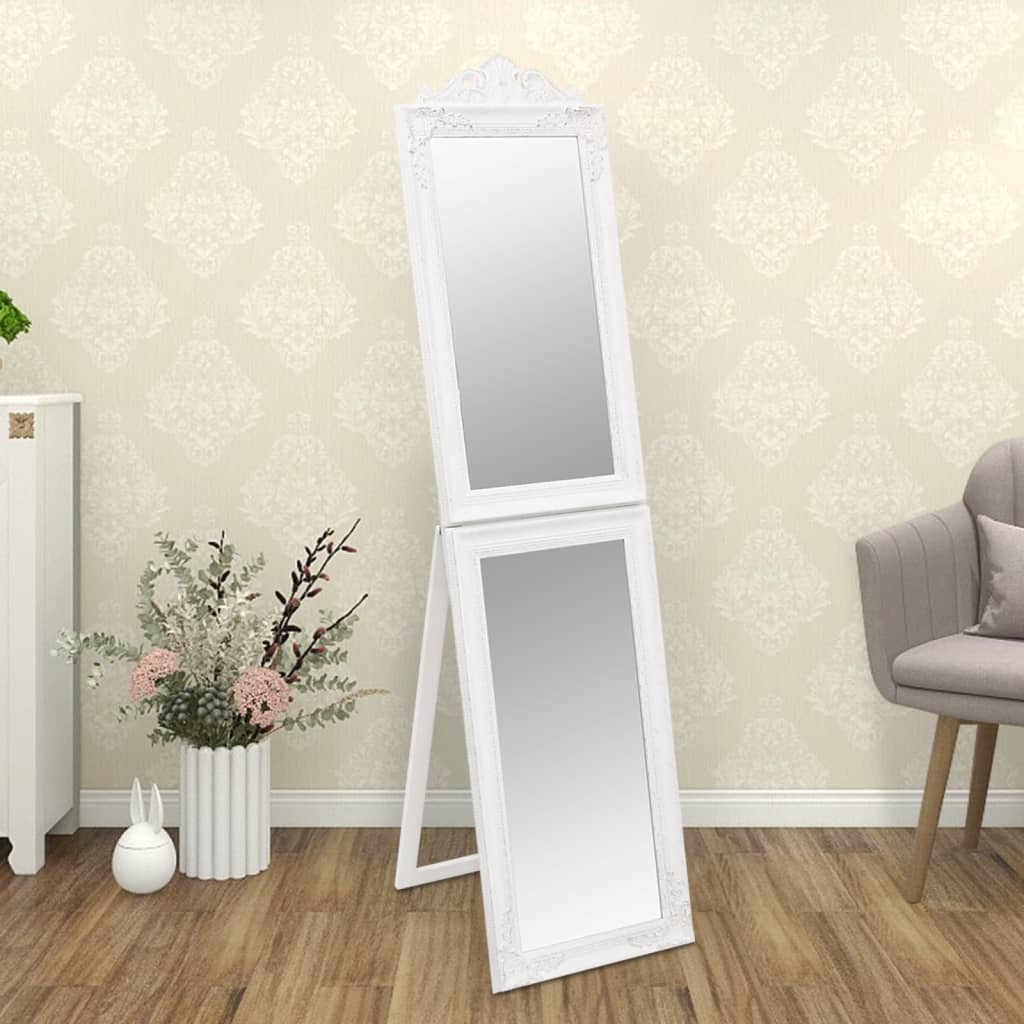 White Baroque Full Length Freestanding Wood Mirror
