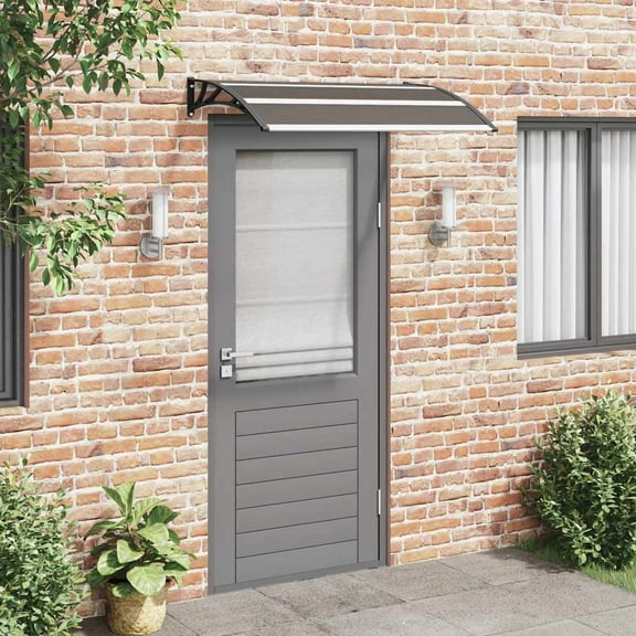 vidaXL Door Canopy Black Polycarbonate, ABS, Aluminum 47.2 x 29.5 in