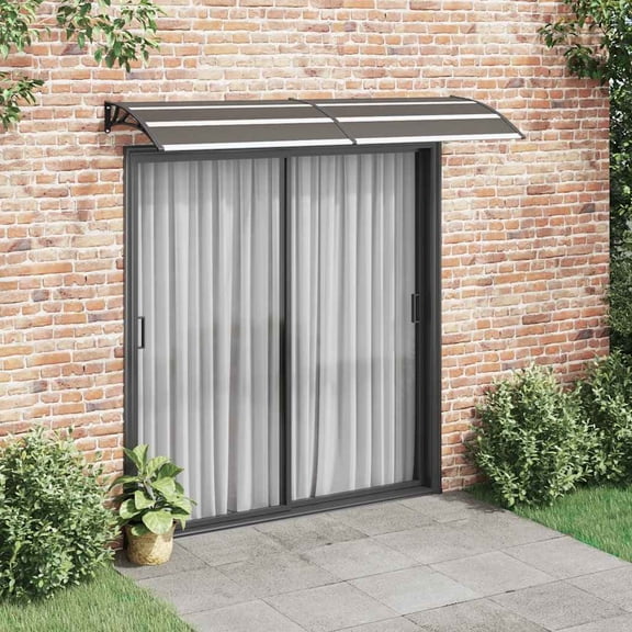 vidaXL Door Canopy Black Polycarbonate sheets 94.5 x 29.5 in Rectangular