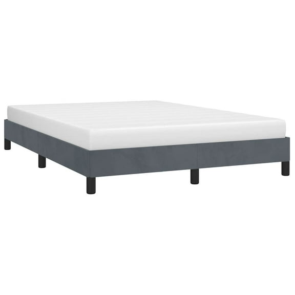 vidaXL Full Bed Frame, Velvet Upholstered Platform Bed Frame, Dark Gray, No Mattress