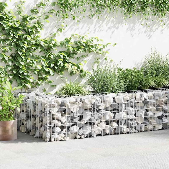 vidaXL Gabion Basket Retaining Wall Wire Fence Outdoor Garden Galvanized Steel