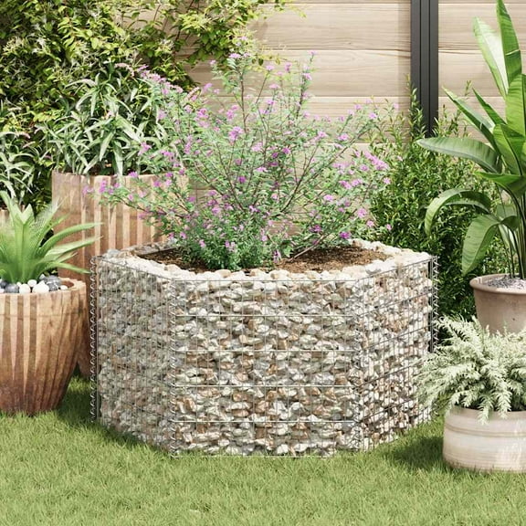 vidaXL Gabion Raised Bed Silver Galvanized steel Heavy Weight Endurance 39.4"x35.4"x19.7"