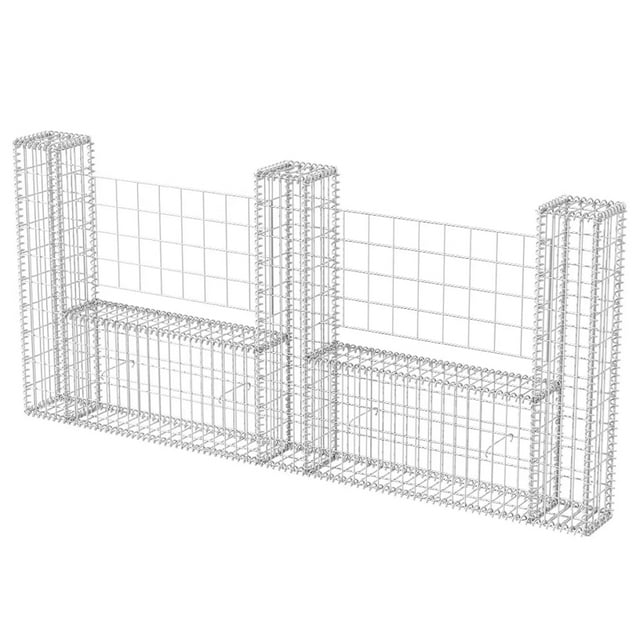 vidaXL Gabion Basket UShape Galvanized Steel Raised Bed Fence Multi
