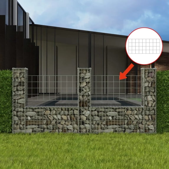vidaXL Gabion Basket U-Shape Galvanized Steel Raised Bed Fence Multi Sizes