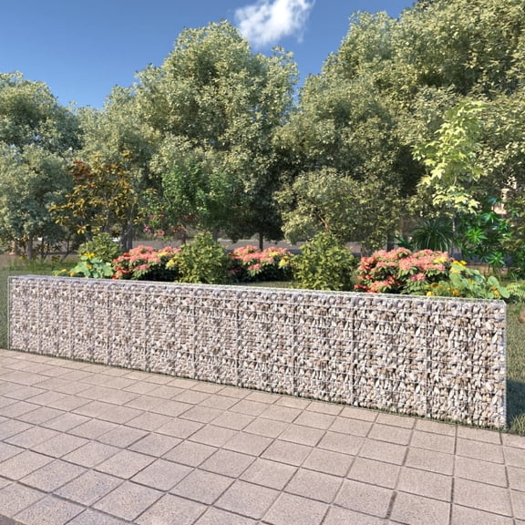 vidaXL Gabion Basket with Lids, Galvanized Steel Gabion Wall, High Load Capacity, 236.2"x11.8"x39.4"