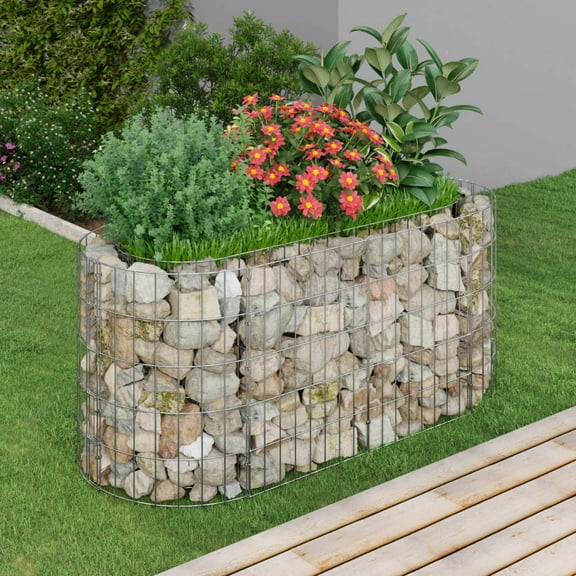 vidaXL Gabion Raised Bed Silver Galvanized iron 47.2 x 19.7 x 19.7 in