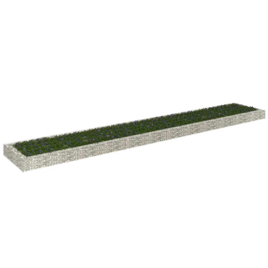 Extra Long Silver Galvanized Steel Gabion Raised Garden Bed