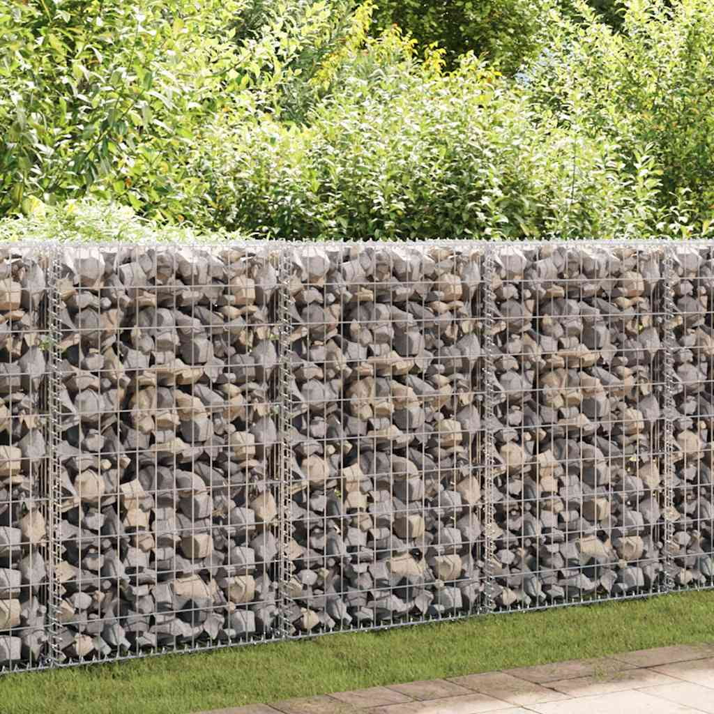 vidaXL Gabion Basket with Lids, Galvanized Steel Gabion Wall, High Load ...