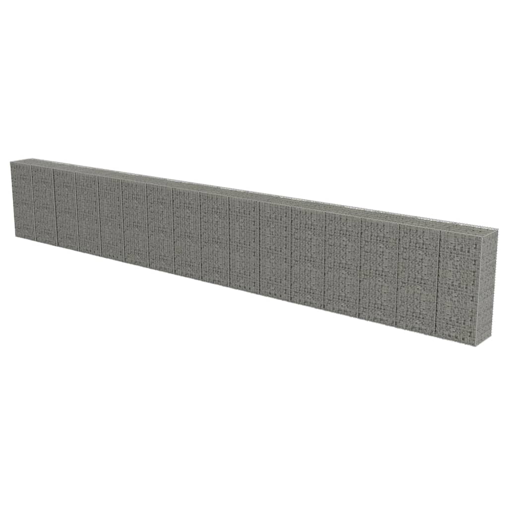 vidaXL Gabion Wall Gabion Basket Post Gabion Wall with Covers