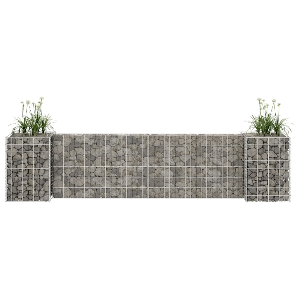Large Gray Galvanized Steel Gabion Planter Cage