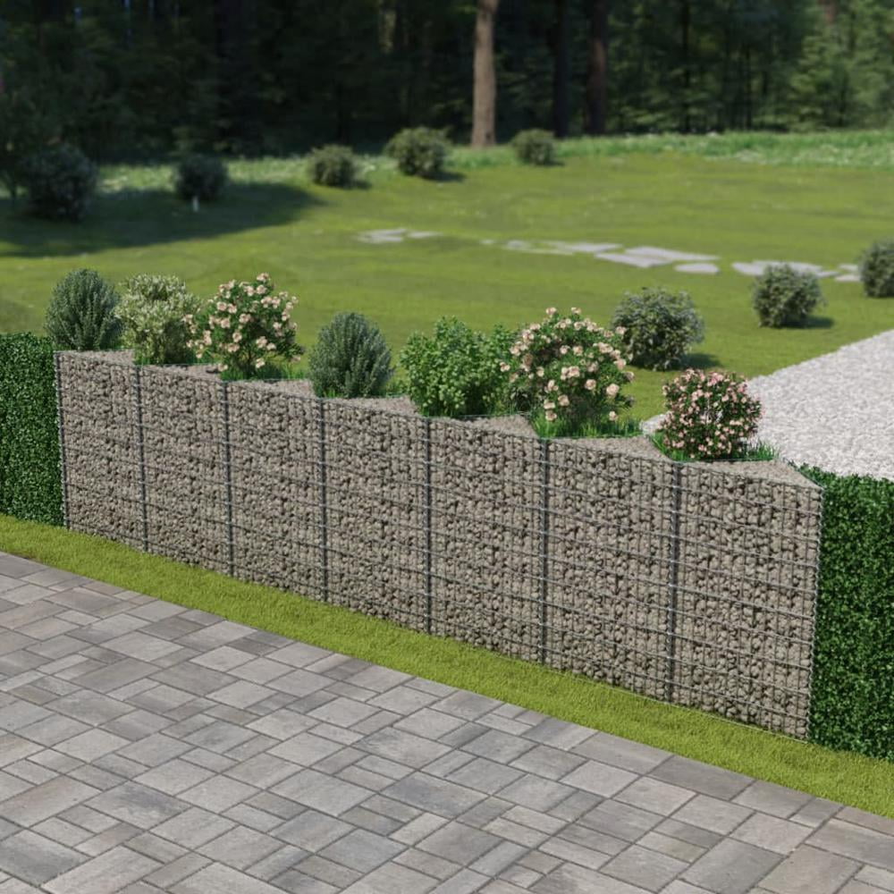 Large Gray Galvanized Steel Garden Gabion Wall
