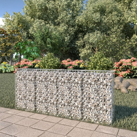 vidaXL Gabion Wall with Covers Fence Panels Outdoor Garden Galvanized Steel