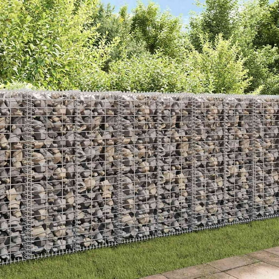 vidaXL Gabion Wall with Covers Galvanized Steel Outdoor 7.87"x7.87"x39.4"