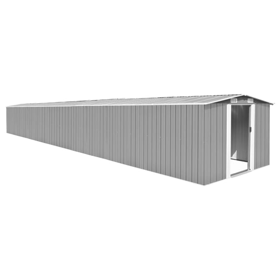vidaXL Galvanized Steel Garden Storage Shed, 71.3" x 389.8" x 101.2", Gray