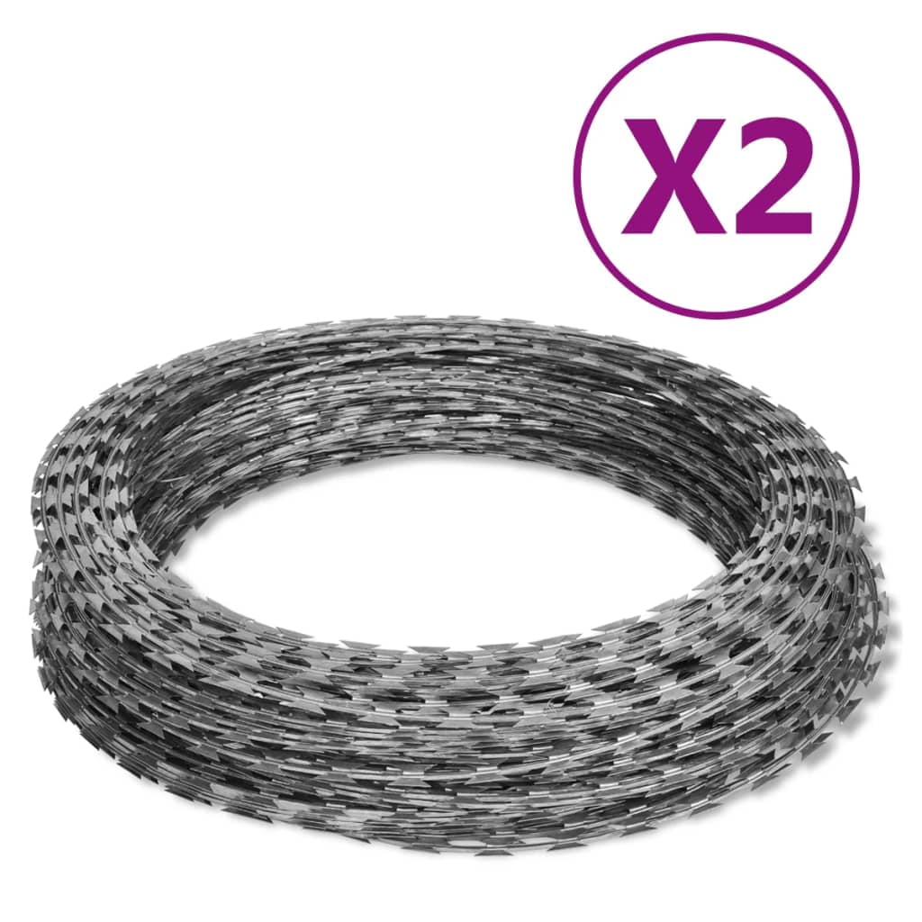 Galvanized Steel Silver Razor Wire Fence Roll Set