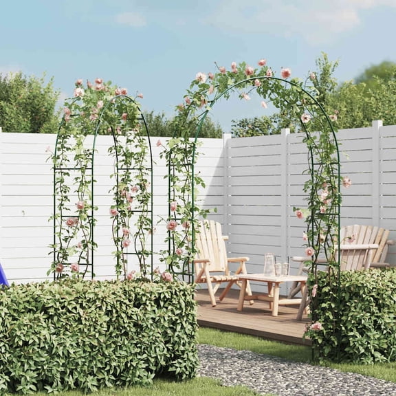 vidaXL Garden Arch 2 Pcs, Arch Trellis, Metal Arch, Weather-Resistant, 94.5"H x 55.1"W Black