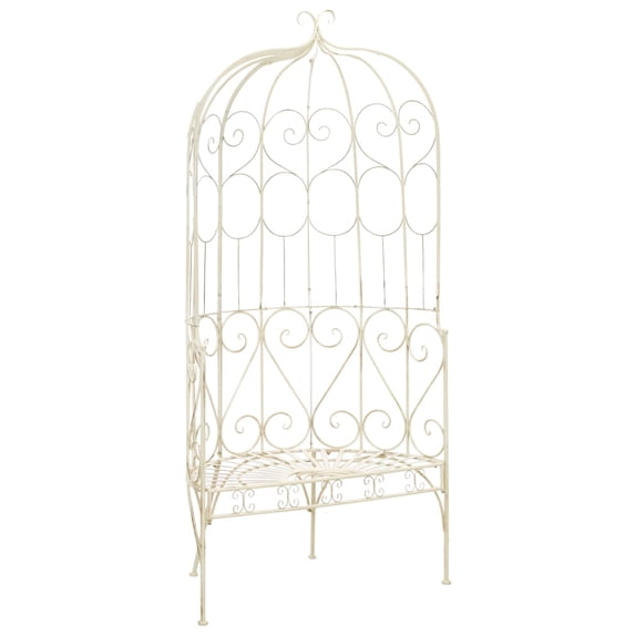 vidaXL Patio Bench 37.4" Iron Antique White
