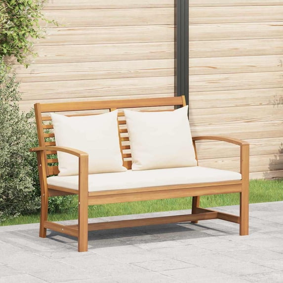 vidaXL Bench Brown and Cream 43.31 x 25.98 x 29.92 in Solid Teak Wood