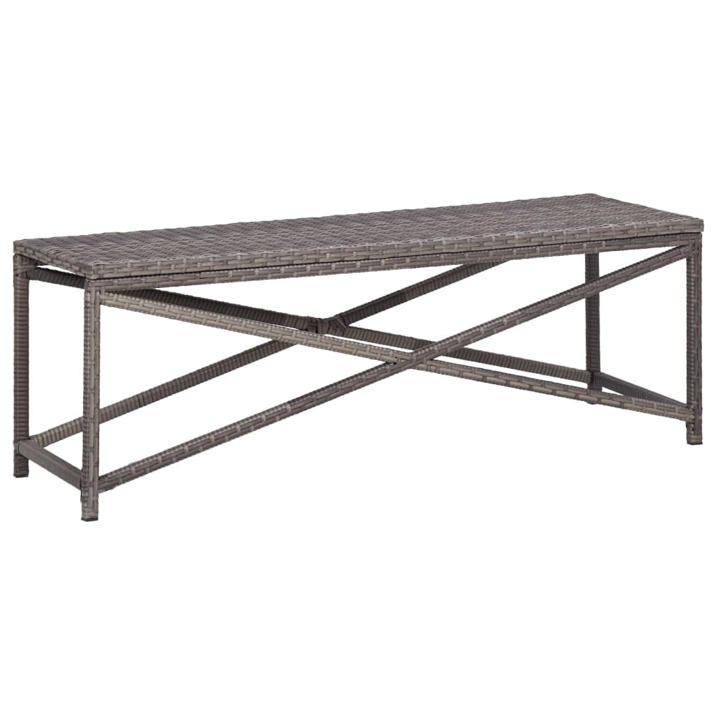 Gray Poly Rattan 47.2" Outdoor Patio Bench with Steel Frame